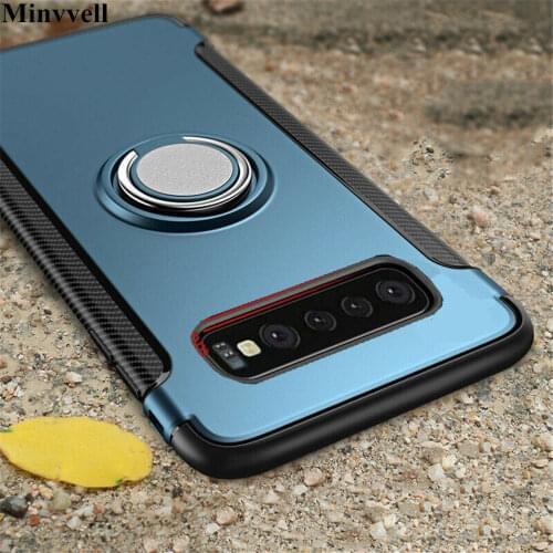 For Samsung Galaxy S10 Plus S10E S9 S8 S7 Luxury Armor Case For Samsung S10 J4 J6 J8 2018 Stand Shockproof Finger Ring Cover