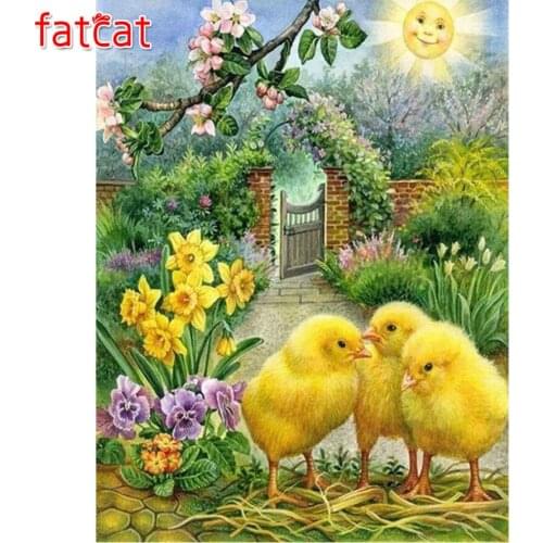 FATCAT Garden yellow chick 5d diy diamond painting kits full square round drill diamond embroidery sale wall decoration AE3012