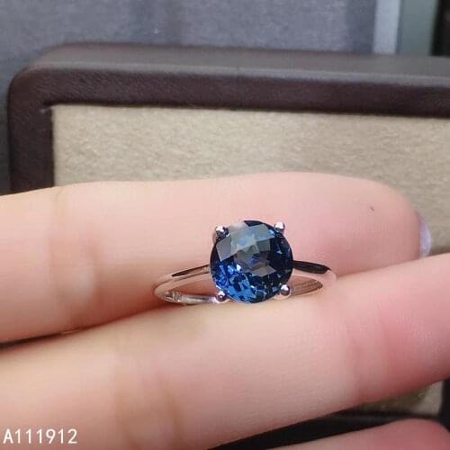 KJJEAXCMY fine jewelry natural blue topaz 925 sterling silver new women ring support test lovely