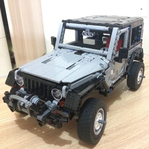 NEW MOC 8863 Jeep Wrangler Adventurer LED RC Motor Power Function fit Building Block bricks Vehicle Cars kid Toy Gft