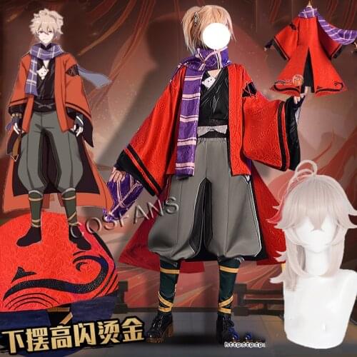 Game Genshin Impact Kaedehara Kazuha Cosplay Costume Handsome Combat Uniforms Male Activity Party Role Play Clothing wig shoe