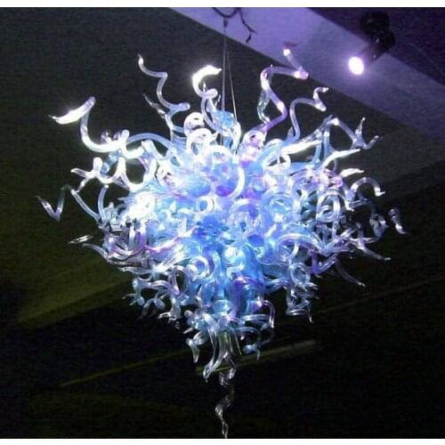 Longree Pretty gift store decor blue ceiling lamp led hand blown glass chandelier suspension led light pendant lamp