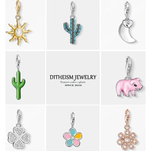 Cactus Charms Pendant,2018 Fashion Jewelry 925 Sterling Silver Trendy Ethnic Gift For Women Girls Fit Bracelet Necklace Bag
