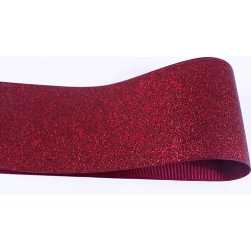 T.R RIBBON 3'' 75mm full glitter grosgrain polyester sparkle sprayed ribbon Gift Wrap ribbon 275 wine 10yards