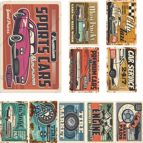 Classic Car And Car Equipment Metal Tin Sign Garage Vintage Poster Rusty Metal Signs Poster Club Pub Bar Home Wall Metal Plaque