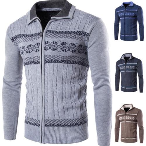 Mens Casual Zipper Autumn Winter Warm Knitted Sweaters Coat Cardigan Jacket NEW