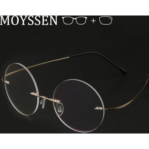 Men Women Unisex Classic Retro Round Progressive Presbyopia Myopia Rimless Eyeglasses Light Memory Alloy Optical Glasses Frame