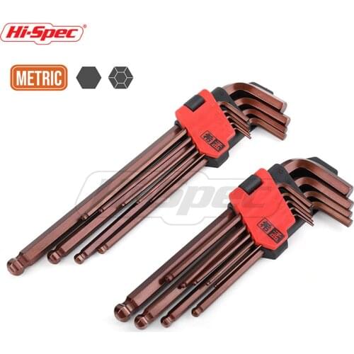 Hi-Spec 9pc S2 Allen Key Set Industrial Hex Ball End Torque Wrench Spanner Long Medium Universal Hexagonal Key Set Llave Allen