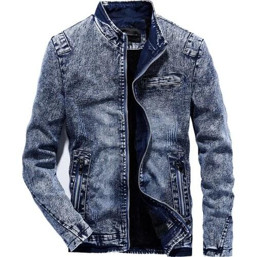 New fashion 2018 winter warm mens fleece Denim jacket cowboy jacket slim zipper Stand coat high quality wholesale price