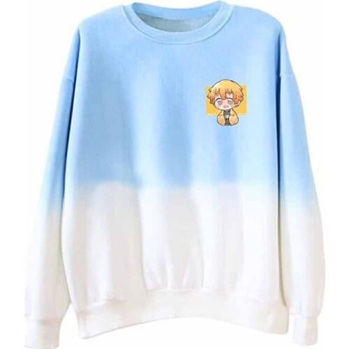 New Japanese Harajuku Kawaii Anime Hoodie Demon Slayer Sweatshirts Women Long Sleeve Pullover Tops Female Gradient Color Hoody
