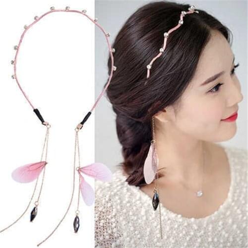 Tassel Fake Earrings Hair Hoop Hair Band Rhinestone Dangle Earring Hairband Headband Headdress Women Hair Accessories
