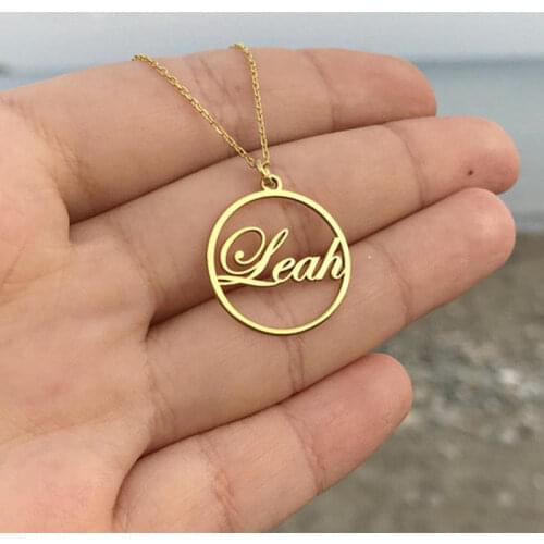Simple Circle Pendant Name Necklace Custom NameStainless Steel Nameplate Eternity Charm Choker Jewelry Accesorios Mujer Collier