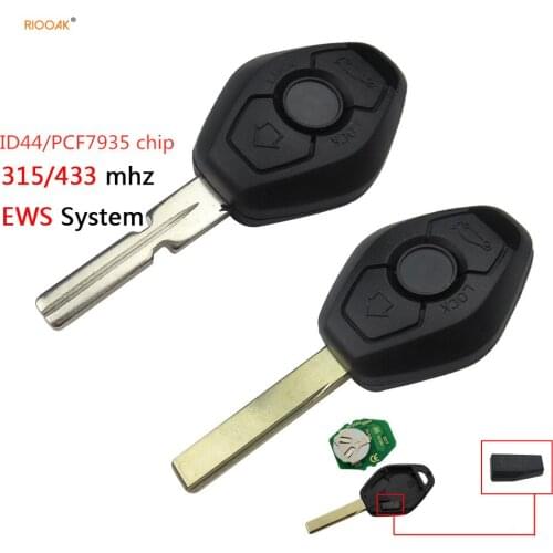 RIOOAK for BMW EWS System remote ID44 Chip 315MHz 433MHz for BMW X3 X5 Z3 Z4 1/3/5Series E36 E38 E39 E46 Uncut HU58 HU92 Blade