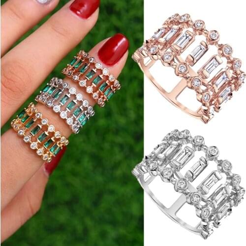 Blachette Design Luxury Personality Bridal Wedding Rings with Charm Shiny Clear Austrian Crystal Dubai Jewelry Top Quality