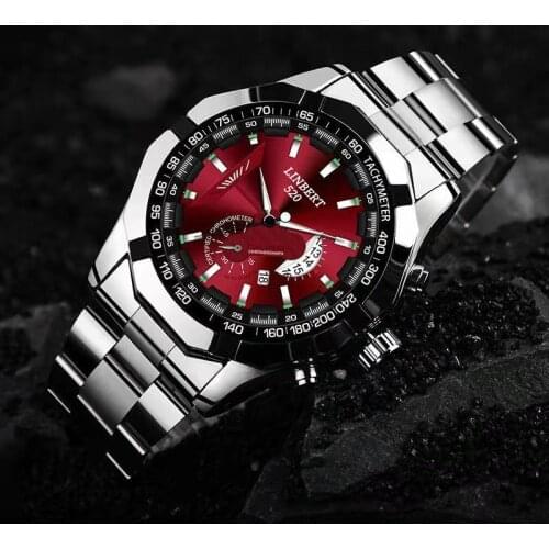 LINBERT 2021 Luxury Mens Watch Classic Luminous Stainless Steel Band Clock Chronograph Waterproof Relogio Masculino
