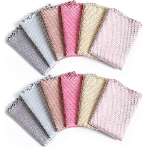 5/10Pcs Fish Scale Microfibre Cleaning Cloth Super-absorbent Reusable Efficient Kitchen Anti-Grease Scouring Pad Wiping Rags