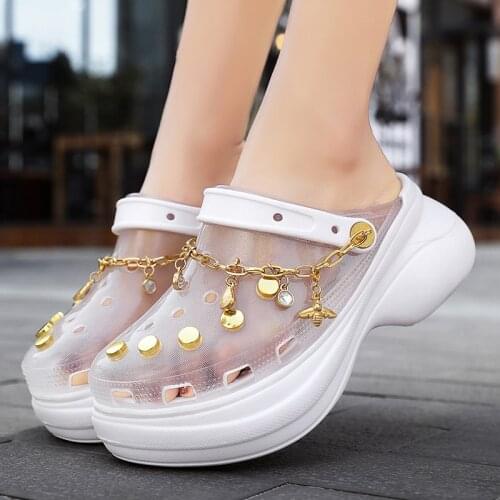 Clogs Women Sandals Summer Hole Slippers Beach Anti-skid Thick Bottom Outside Increase Wedge Shoes for Women Sandalias Mujer