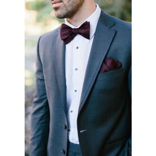 Two Buttons Grey Mens Suits Slim Fit Groom Tuxedos Groomsmen Mens Wedding Suits costume homme mariage(Jacket+Pants+Tie)