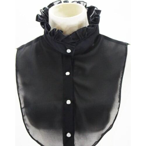 Adult Chiffon Ruffles Stand Fake Collar for Women Shirt Bouse False Collars Neckwear Detachable Collar Tie Nep Kraagie Decor