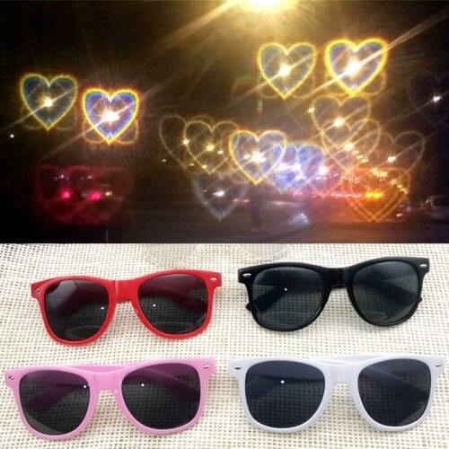 Love Heart Shape Sunglasses Women PC Frame Light Change Love Heart Lens Colorful Sun Glasses Female Red Pink Shades
