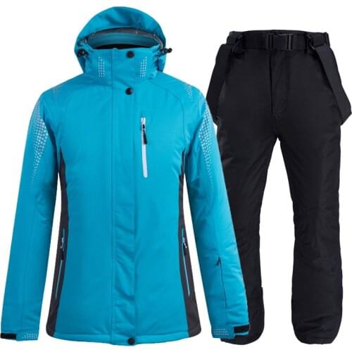 -30 Mens and Womens Snow Clothing Snowboard Costume Winter Outdoor Sports Wear Waterproof Ski Suit Sets Jackets + Strap Pants