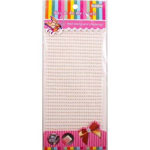 3MM White Half Round Pearls Stickers Self-Adhesive Faux Pearl Embellishment For Clothing Decoration 750Pcs/Set