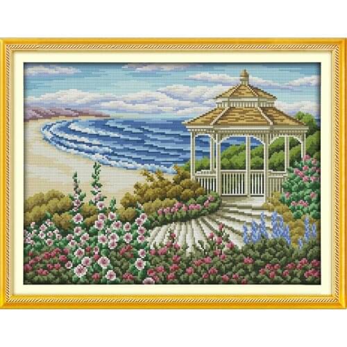 Everlasting Love The Seaside Observation Deck Chinese Cross Stitch Kits Ecological Cotton Stamped 11CT DIY Decorations For Home