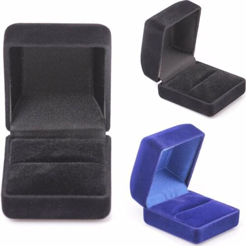 Vintage Square Shape Velvet Ring Box Chic Engagement Wedding Ring Earring Jewelry Box Portable Case Organizer Display Storage