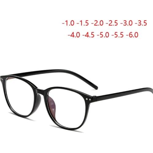 Rivets Finished Myopia Glasses Women Blue Film Coating Oval Short-sighted Diopter Eyeglasses Men -1.0 -1.5 -2.0 -2.5 To -6.0