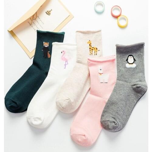Q Women Socks High Quality Fashion Cotton Summer Patchwork Color Korean Mid Tube Sports Breathable Fruit Pattern Sock