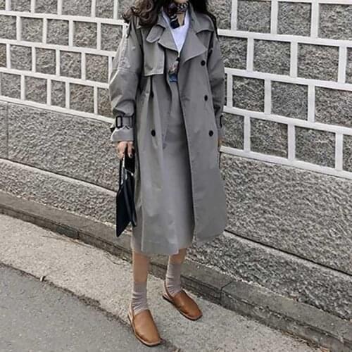 Trench Coat for Women England Style Elegant Turn-down Collar Long Sleeve Midi-Calf Long Coats for Antumn 2020 New Stylish Chic