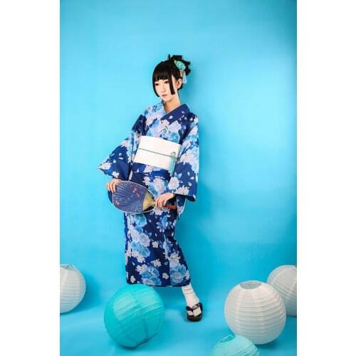 Women Japanese Traditional Kimono with Obi Vintage Female Evening Kimono Dress Japan Kimono Flower Yukata Bathrobes