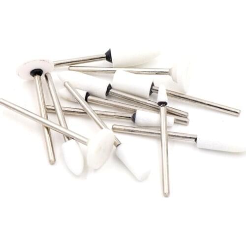 ZtDpLsd 1Pcs 2.35mm Shank Handle White Ceramic Corundum Flint Grinding Head Polish Wheel Nail Drill Shank Bullet Electric Metal