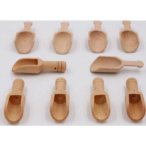 1pcs Mini Wooden Scoops Bath Salt Spoon Candy Flour Spoon Scoops Kitchen Utensils - 2.4x7.8cm
