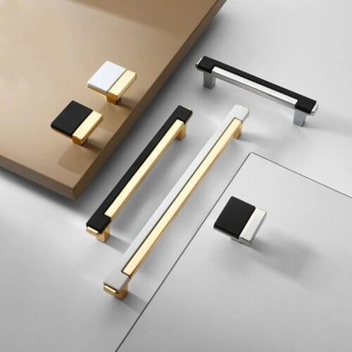1PCS Modern Gold Chrome Kitchen Handles Zine-alloy Cabinet Pulls Fashion Drawer Knobs for Furniture Door Hardware Accessories