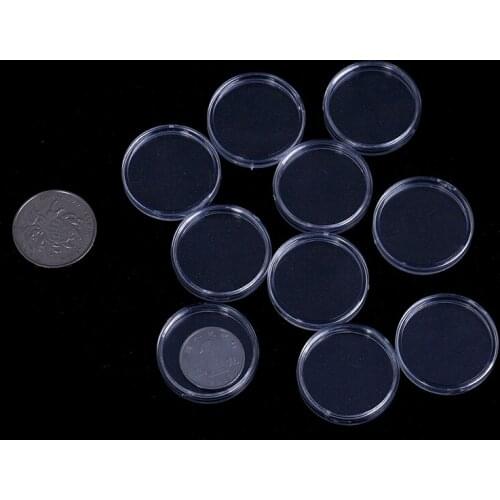10pcs/pack Diameter Round Transparent Coin Capsules Crafts Containers Storage/Collection Boxes Holders 26mm