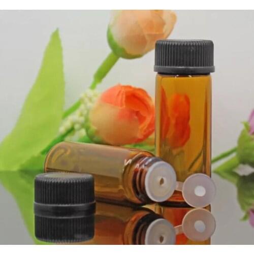 5PCS 4ml Mini Amber Glass Bottle Empty For Essential Oil Bottle Glass Bottles For Oil Perfume Oil Bottle Mini Refillable Bottles