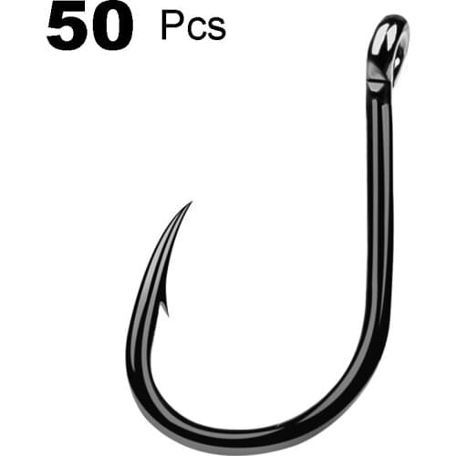 50pcs/lot Baitholder Fishing Hook 4 Colors Barbed Offset Narrow Bait Hook Double Barb Hook High Carbon Steel Fishin