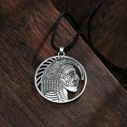 CHENGXUN Viking Indian Pendent Necklace for Women Men Stainless Daily Jewelry Piercing Maya Symbol Girl Face