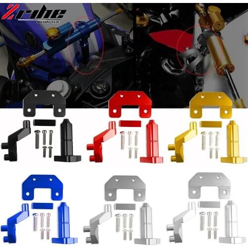 CNC Motorcycle Damper Steering Stabilize Damper Bracket Mounting Holder Kit For Yamaha YZF R3 R25 YZFR25 YZFR3 2014 2015 - 2017