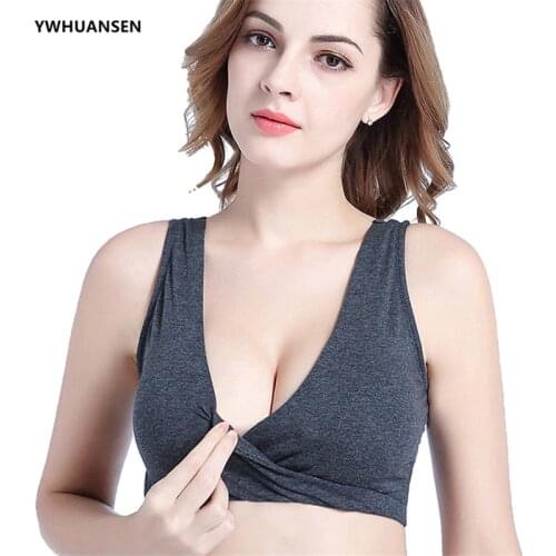 YWHUANSEN Cotton Spandex Sleep Bra for Nursing and Maternity Postpartum Bra For Breastfeeding Pull Up Mother Bra Without Hoops