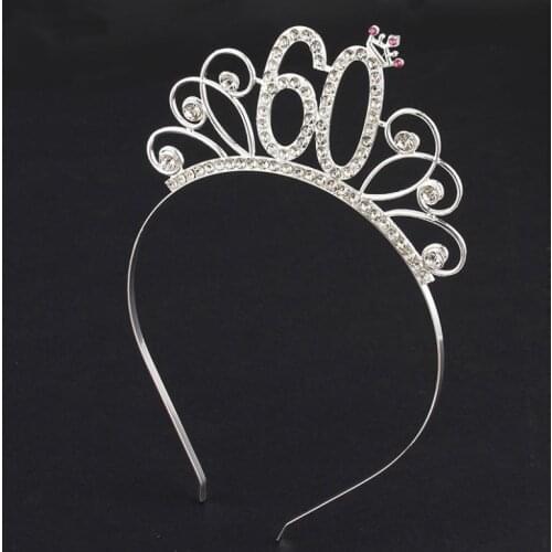 Crystal Crown Rhinestone Princess Tiara Headband Birthday Party Decor Cake Topper Silver 16/18/21/30/40/50/60/80th 50pcs/lot
