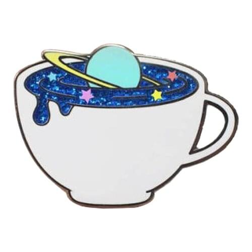 Space enamel pin with glitter