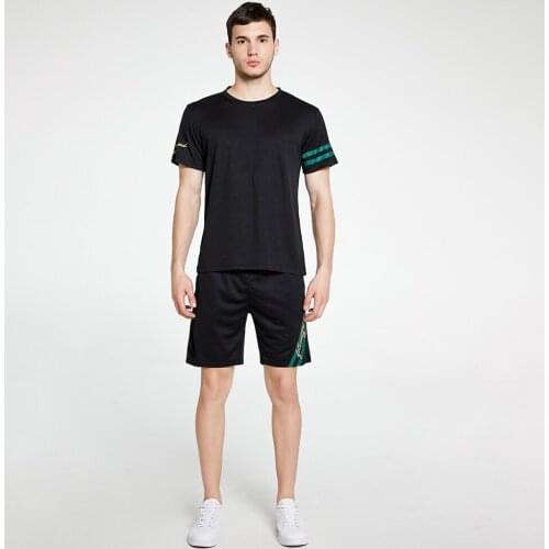 Summer Sports Suit 2 Piece Track And Field Short Sleeve + Drawstring Jogging Shorts Mens Clothing Fashion Quick-Dry Sports Suit