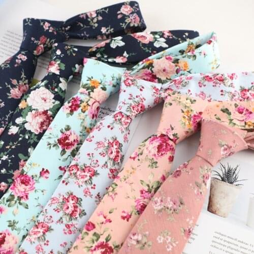 Linbaiway 6.5cm Floral Narrow Tie for Mens Cotton Neckties Classic Skinny Neck Ties Texture Wedding Party Gravata Custom Logo