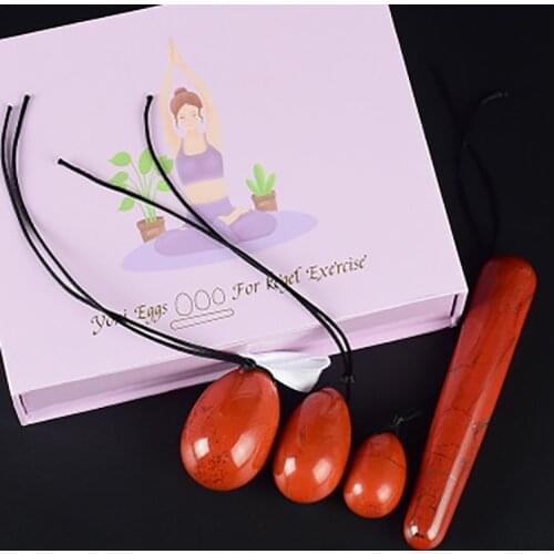 Red Jasper Yoni Massage Egg Set Yoni Wand 100% Natural Precious Gemstone Kegel Exerciser Jade Massage Balls Drop Shipping
