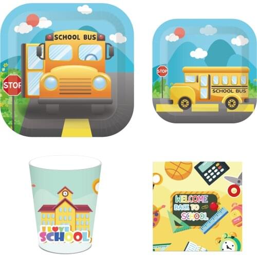 MM093 Disposable Tableware Sets School Season Welcome Back to school Party Elementary School Opening Holiday Party Supplies