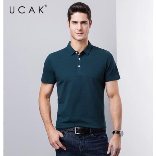 UCAK Polo-Shirt Men Spring Summer Short Sleeve Polo-Shirts Men Business Casual Mens Clothing Fashion Striped Clothes Homme U5217