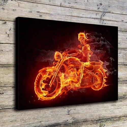 Hell Knighter Fire Motocylist Decorative Painting Skull Wall Pictures for Living Room Wall Painting Wall Art Decoration Home