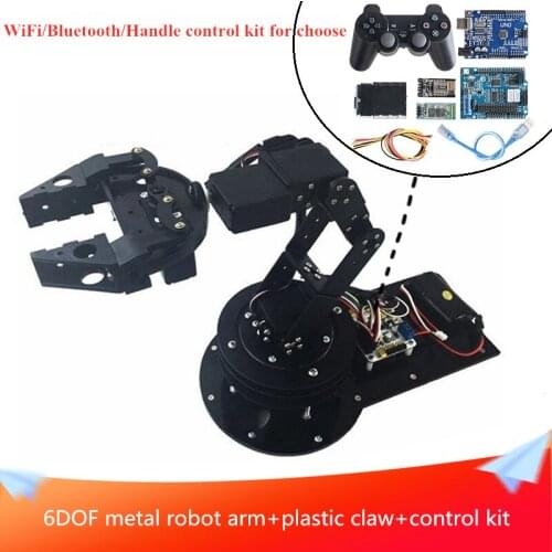 Wiht Control Kit 6DOF Metal Robot Arm+G3 Plastic Claw Kit 6pcs Servos 360-degree All-metal Rotating Base RC DIY for Arduino
